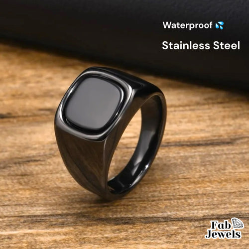 Stainless Steel 316L Waterproof Black Men’s Signet Ring