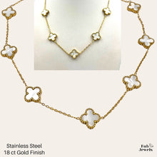 Load image into Gallery viewer, Stainless Steel 316L 18ct Gold Finish 7 Clover Double Sided Necklace