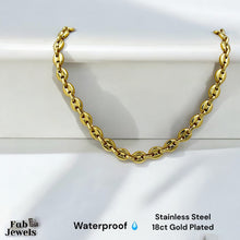 Load image into Gallery viewer, 18ct Gold Plated Stainless Steel 7mm Coffee Bean Chain Set Necklace and Matching Bracelet