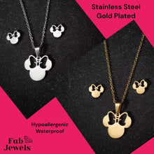 Load image into Gallery viewer, Stainless Steel Minnie Mouse Set Hypoallergenic Earrings and Necklace