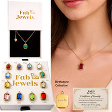 Load image into Gallery viewer, Yellow Gold Plated Stainless Steel 316L Waterproof Birthstone Pendant with Necklace