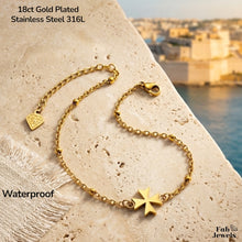 Load image into Gallery viewer, Stainless Steel 316L Waterproof 18ct Gold Plated and Silver Maltese Cross Anklet Ankle Chain