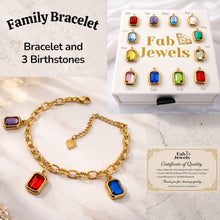 Load image into Gallery viewer, Stainless Steel 316L 18ct Gold Plated Waterproof Personalised Family Birthstone Bracelet