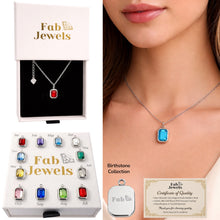 Load image into Gallery viewer, Stainless Steel 316L Silver Waterproof Birthstone Pendant with Necklace