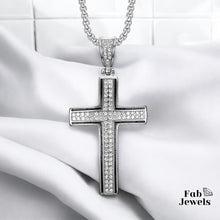 Load image into Gallery viewer, 18ct Gold Plated Cross Pendant with Cubic Zirconia Stainless Steel Necklace