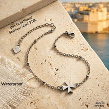 Load image into Gallery viewer, Stainless Steel 316L Waterproof 18ct Gold Plated and Silver Maltese Cross Anklet Ankle Chain