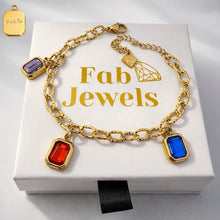 Load image into Gallery viewer, Stainless Steel 316L 18ct Gold Plated Waterproof Personalised Family Birthstone Bracelet
