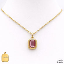 Load image into Gallery viewer, Yellow Gold Plated Stainless Steel 316L Waterproof Birthstone Pendant with Necklace