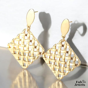 Yellow Gold Plated on Stainless Steel Dangling Earrings Hypoallergenic