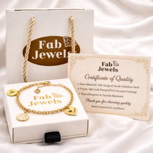 Load image into Gallery viewer, Stainless Steel Yellow Gold Plated NANNA heart Personalised Initial Charm Bracelet with Shell