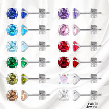 Load image into Gallery viewer, Stainless Steel Hypoallergenic Stud Birthstone Earrings