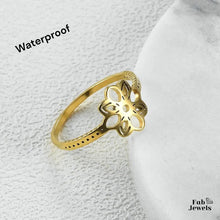 Load image into Gallery viewer, Yellow Gold Plated Silver Stainless Steel Flower Ring
