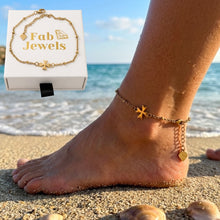 Load image into Gallery viewer, Stainless Steel 316L Waterproof 18ct Gold Plated and Silver Maltese Cross Anklet Ankle Chain