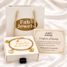 Load image into Gallery viewer, Stainless Steel Yellow Gold Plated MUM heart Personalised Initial Charm Bracelet with Shell