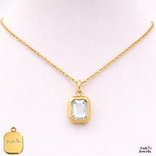 Load image into Gallery viewer, Yellow Gold Plated Stainless Steel 316L Waterproof Birthstone Pendant with Necklace