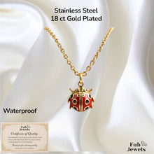 Load image into Gallery viewer, 18ct Gold Plated on Stainless Steel Ladybug Pendant with Necklace