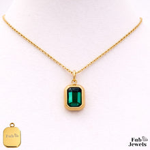 Load image into Gallery viewer, Yellow Gold Plated Stainless Steel 316L Waterproof Birthstone Pendant with Necklace