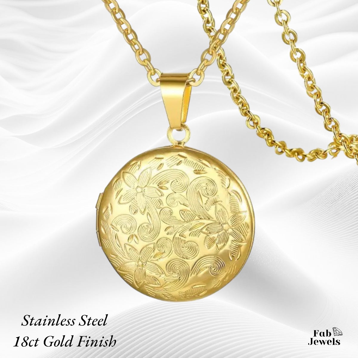 Round gold online locket necklace