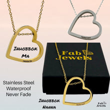 Load image into Gallery viewer, Gold Plated Stainless Steel Silver Inhobbok Ma Nanna Heart Pendant Chain Included