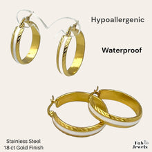 Load image into Gallery viewer, Gold Plated Stainless Steel Hoop Round Earrings with White Turquoise Enamel