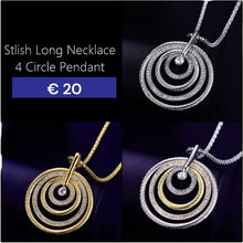 Load image into Gallery viewer, Long Sweater Necklace 4 Circles Pendant with Crystals
