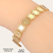 Load image into Gallery viewer, Stainless Steel Yellow Gold Plated Adjustable Sun Bangle