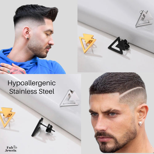 Stainless Steel Hypoallergenic Waterproof Men’s Stud Earrings
