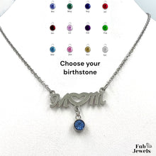 Load image into Gallery viewer, Stainless Steel Mum Heart Pendant with Personalised Birthstone Inc. Necklace