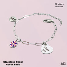 Load image into Gallery viewer, Stainless Steel Thank you / Grazzi Personalised Initial Charm Bracelet