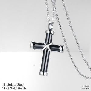 Stainless Steel 316L black Cross Pendant and Necklace