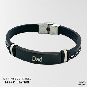 Genuine Leather and Stainless Steel Dad Bracelet.