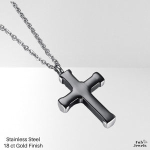 Stainless Steel 316L black Cross Pendant and Necklace