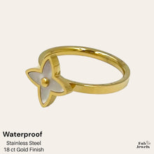 Load image into Gallery viewer, Yellow Gold Plated Stainless Steel Clover Flower Ring