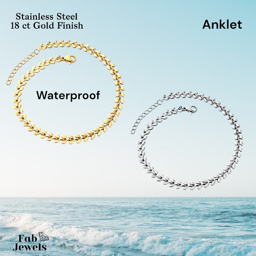 Stainless Steel Gold Plated Waterproof Leaf Ankle Chain Anklet