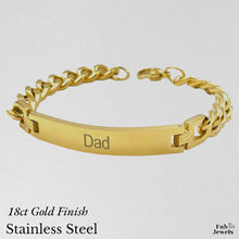 Load image into Gallery viewer, Yellow Gold Plated  Stainless Steel Solid Dad Bracelet