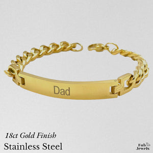 Yellow Gold Plated  Stainless Steel Solid Dad Bracelet