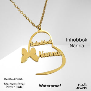 18ct Gold Finish on Stainless Steel Inhobbok Nanna Heart Pendant with Necklace