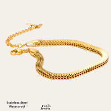 Load image into Gallery viewer, 18ct Yellow Gold Plated Stainless Steel Silver Bracelet