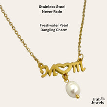 Load image into Gallery viewer, Gold Plated on Stainless Steel Silver Mum Necklace with Freshwater Pearl