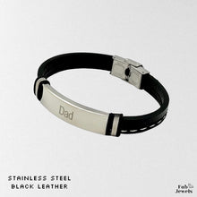 Load image into Gallery viewer, Genuine Leather and Stainless Steel Dad Bracelet.