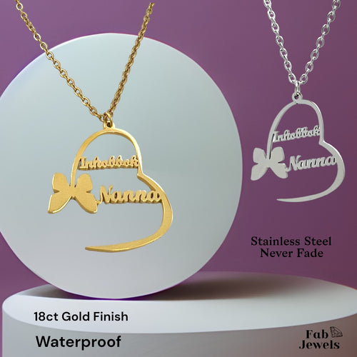 18ct Gold Finish on Stainless Steel Inhobbok Nanna Heart Pendant with Necklace