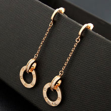Load image into Gallery viewer, S/Steel Rose Gold / White Gold Plated Long Earrings with Swarovski Crystals