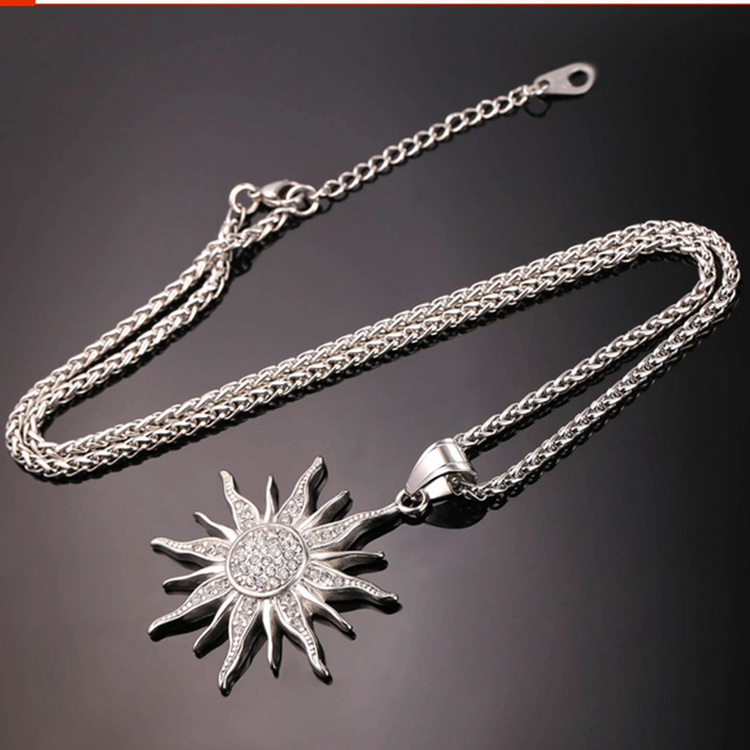 Navika Live Love Life Crystal and Silver Necklace with Yellow Sunflower  Swarovski Crystal Charm