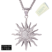 Load image into Gallery viewer, 316L Stainless Steel Swarovski Crystals Sunflower Pendant with Rope Necklace