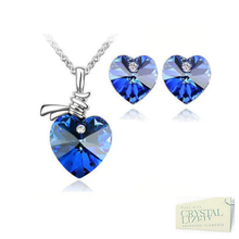 Load image into Gallery viewer, Swarovski Crystals Stainless Steel 316L Heart SET Necklace Matching Earrings