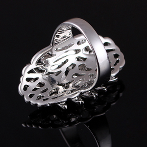 Gorgeous White Gold Plated Ring with Marcasites Stones