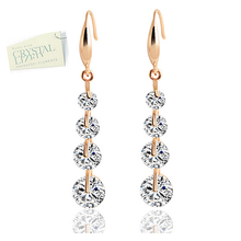Load image into Gallery viewer, High Quality 18k White Gold / Rose Gold Plated Long Earrings with Brilliant Swarovski Crystals