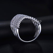 Load image into Gallery viewer, White Gold Plated Wish Bone  Ring with Brilliant Swarovski Crystals
