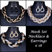 Load image into Gallery viewer, Fashionable Gold Plated Statement Mesh Set Choker and Earrings