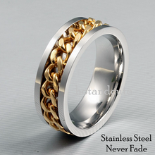 Load image into Gallery viewer, High Quality Stainless Steel Ring Solid Band Curb Chain Centre
